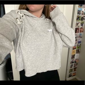 adorable gray PINK cropped hoodie